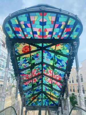 6+6/8+8mm ความหนาแก้วประดับขนาดที่กําหนดเอง รูปแบบสําหรับ canopy ของหลังคา overpass