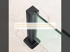 รั้วกระจกหมึก สแตนเลส อลูมิเนียมสับสนองกระจกไร้กรอบ ระเบียงป้องกันระเบียงบันได